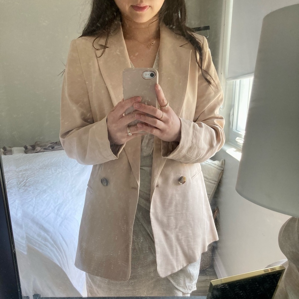 H&M Beige Boyfriend Relaxed Fit Blazer XXS